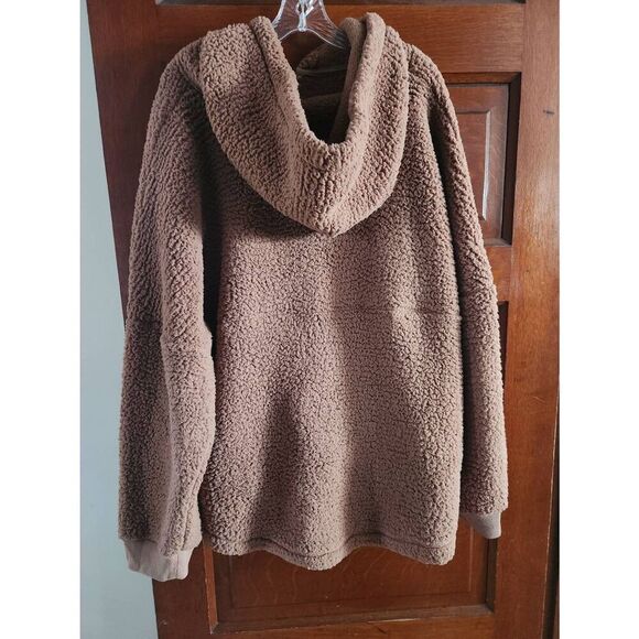 PINK Victoria Secret Brown Fleece Fluffy Half Zip Hoodie Size XXL. RO - Picture 5 of 5